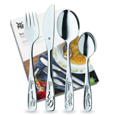 WMF Kinderbesteck Tiere mit Namensgravur – 4-teiliges Set